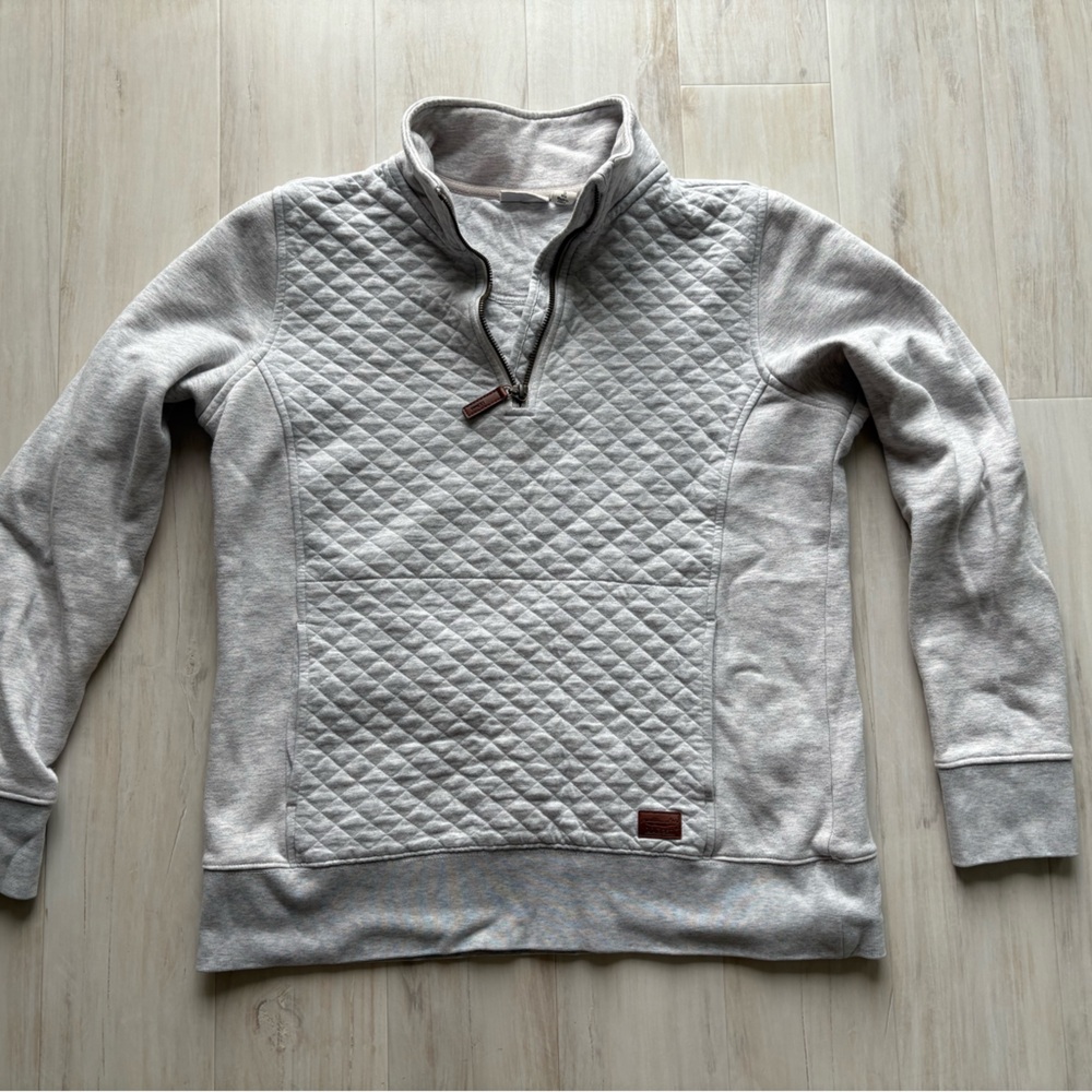 L.L. Bean Light Gray Quilted Zip-Up Sweatshirt